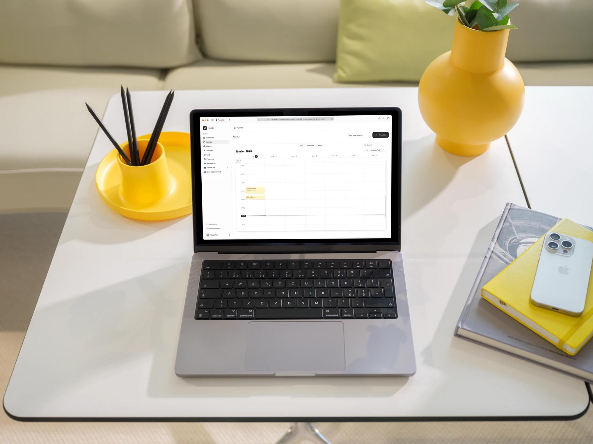 Tableau de bord Bookelya — Centre d'esthétique