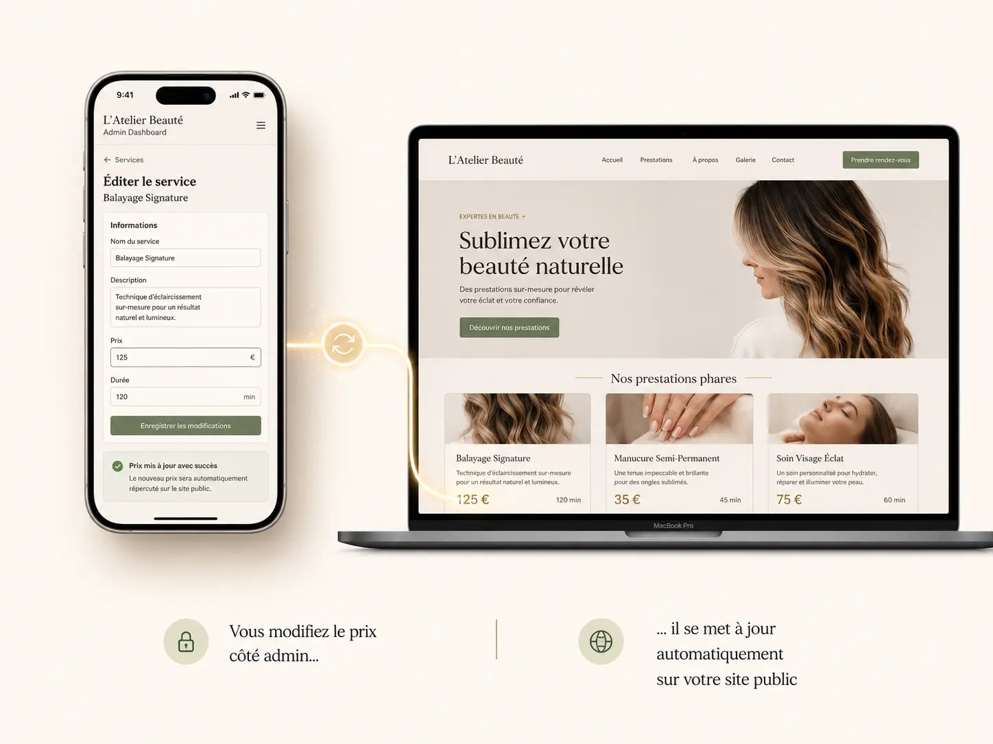 Een salonwebsite die automatisch wordt bijgewerkt